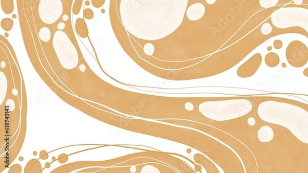 Fototapeta Abstract drawn pastel orange chaotic spots with white lines.