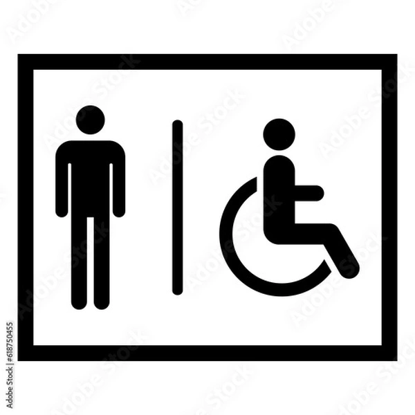 Fototapeta Restroom men and wheelchair wc symbol, flat web button, toilet vector illustration information
