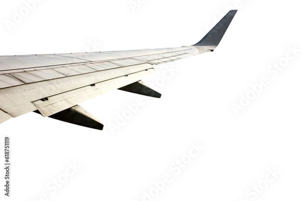 Fototapeta A view of the aircraft wing isolated on transparent background 