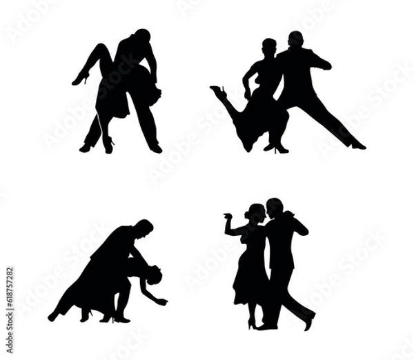 Obraz Dance people silhouette vector