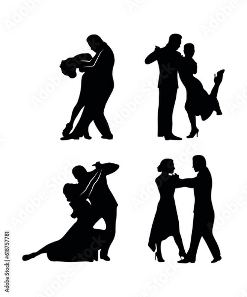 Fototapeta Dance people silhouette vector
