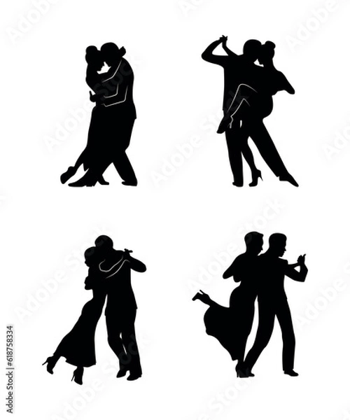 Obraz Dance people silhouette vector