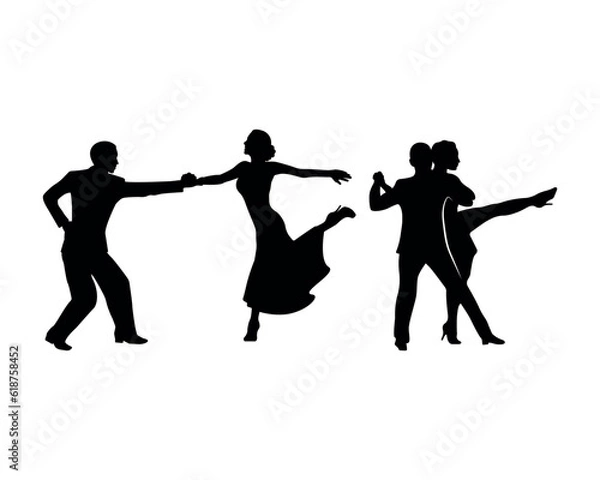 Obraz Dance people silhouette vector