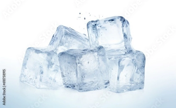 Fototapeta Icecubes background, ice cube texture, ice wallpaper It makes me feel fresh and feel good. In the summer, ice and cold drinks will make us feel relaxed, Made for beverage business. Generative AI