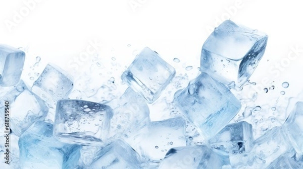 Fototapeta Ice cubes background, ice cube texture, ice wallpaper It makes me feel fresh and feel good. In the summer, ice and cold drinks will make us feel relaxed, Made for beverage business. Generative AI