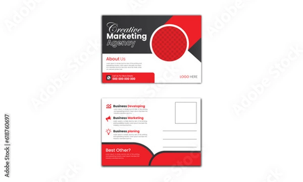 Obraz Editable creative corporate Postcard Design vector. Modern business postcard design with red color