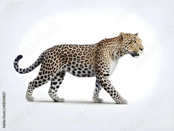 Fototapeta Leopards are mammals. Classified in the family of tigers and cats.
 It is the largest tiger after the Bengal tiger. Generative AI. Illustration