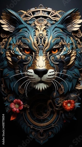 Fototapeta Conceptual and powerful tiger design. Generative AI