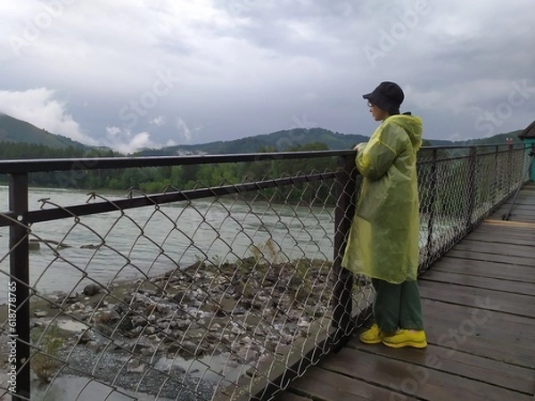 Fototapeta person on the bridge