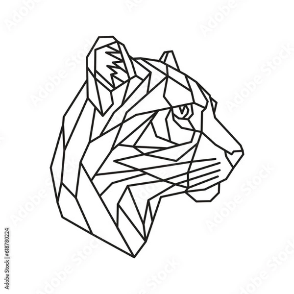Fototapeta Polygonal leopard. Geometric line animal. Vector illustration.