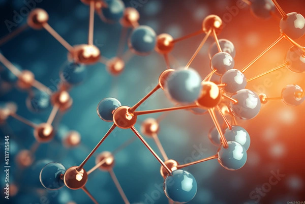 Fototapeta molecule or atom, Abstract structure for Science or medical background, 3d illustration