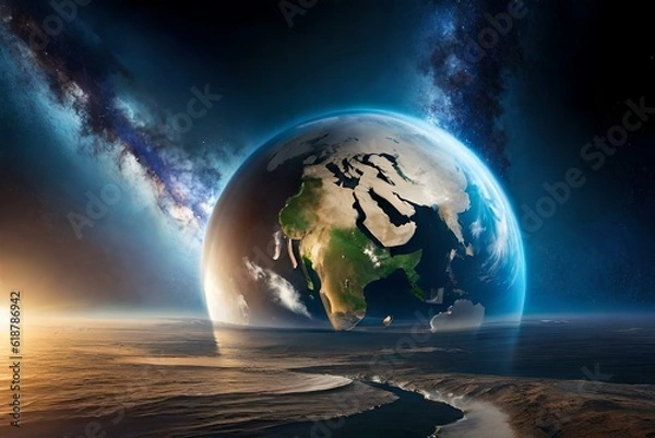 Obraz earth and moon Generator by using AI Technology