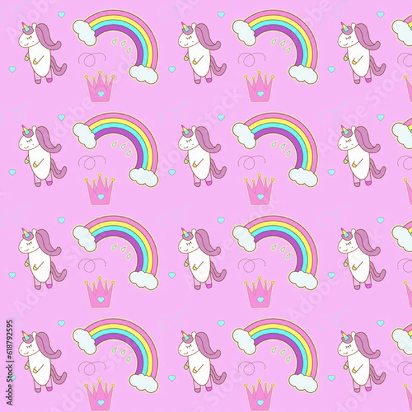 Fototapeta unicorn cartoon pattern illustration