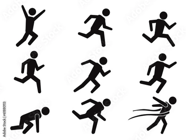 Obraz runner stick figure icons set