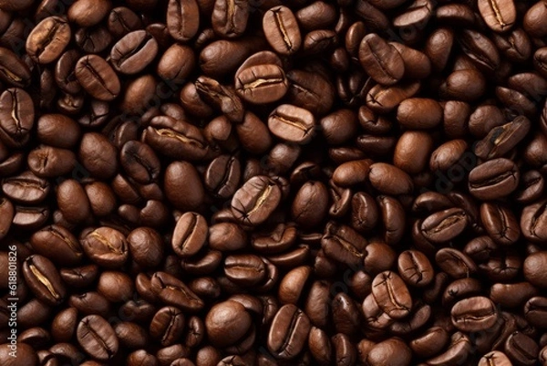 Fototapeta Seamless coffee bean texture and background, tile. Generative AI.