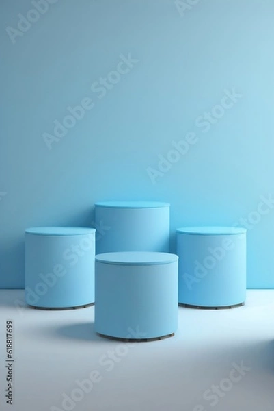 Obraz blue cylinder podium pedestal product display platform for product placement background