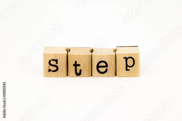 Fototapeta step wording isolate on white background