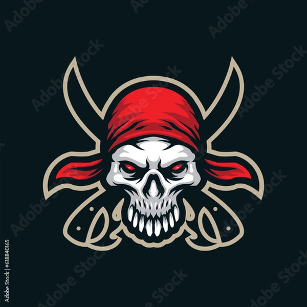 Obraz Pirates mascot logo design vector with modern illustration concept style for badge, emblem and t shirt printing. Skull head pirates illustration for sport and esport team.