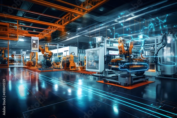 Obraz Smart factory with connected infrastructure