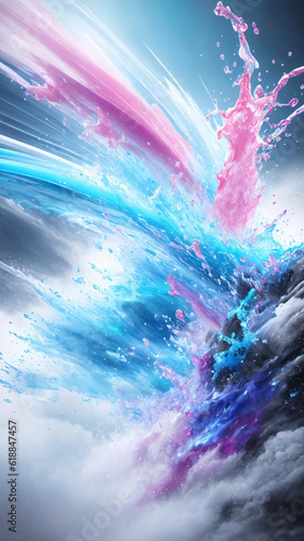 Fototapeta abstract colorful liquid splash vertical  background with generative AI technology