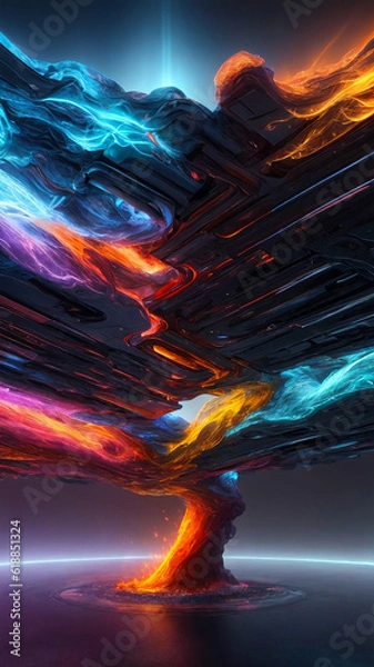 Fototapeta abstract colorful cloud  of paint  vertical  background with generative AI technology