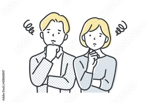 Fototapeta 悩んでいる若い夫婦・カップル／上半身