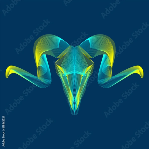 Fototapeta Wireframe goat skull vector, gradation