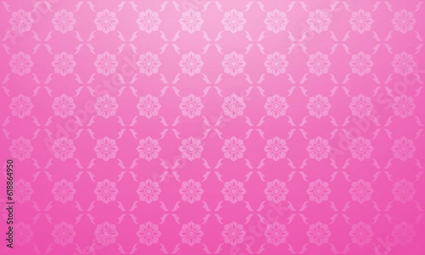 Fototapeta Luxury Thai pattern pink background vector illustration. Lai Thai element pattern.