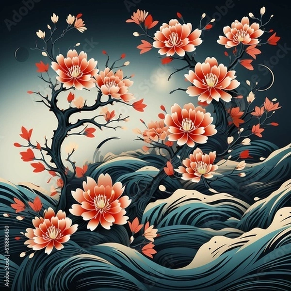 Fototapeta 和風 桜｜テクスチャ｜Texture｜Generative AI
