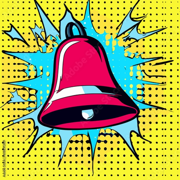 Fototapeta Vector graphic pop art style wall art,  with bell