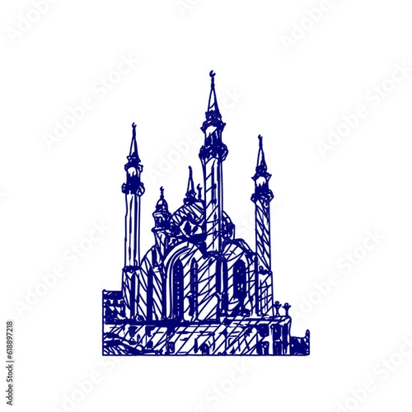 Fototapeta sketch of a mosque image with a transparent background