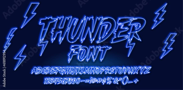 Obraz blue 3d glow thunder lightning text effect