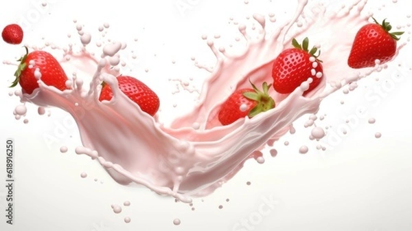Fototapeta Strawberry with cream. Illustration AI Generative.