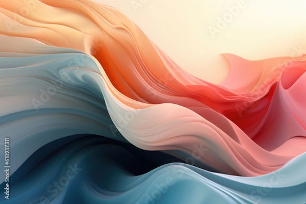 Fototapeta Ethereal transparent background. Wavy abstract blurred iridescent light backdrop. Generative AI