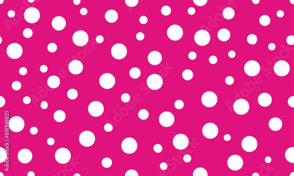 Obraz Abstract white random polka dot circles seamless pattern on pink background