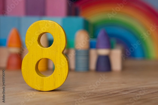 Obraz Wooden eight on rainbow background