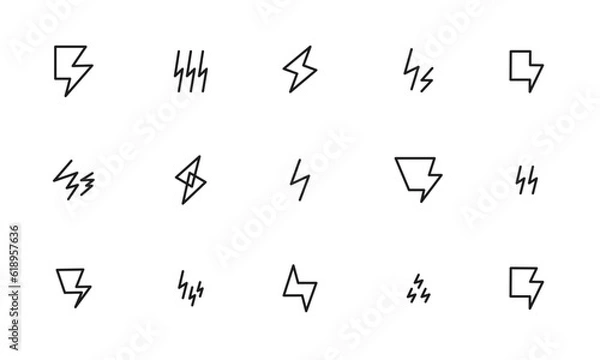 Obraz 電気のアイコンセット/雷/静電気/稲妻/イラスト/ベクター
