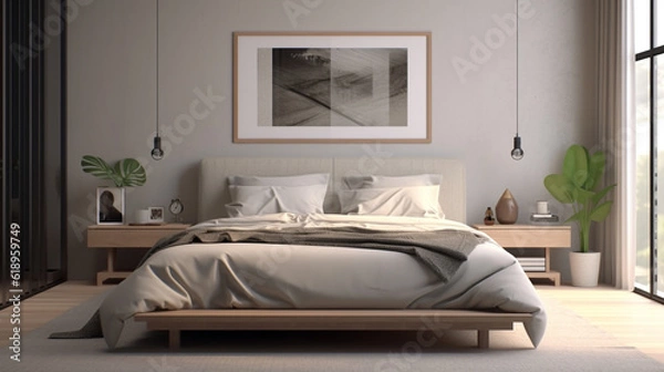 Fototapeta interior of a bedroom HD 8K wallpaper Stock Photographic Image