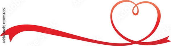 Fototapeta リボンで作られた赤いハートフレーム