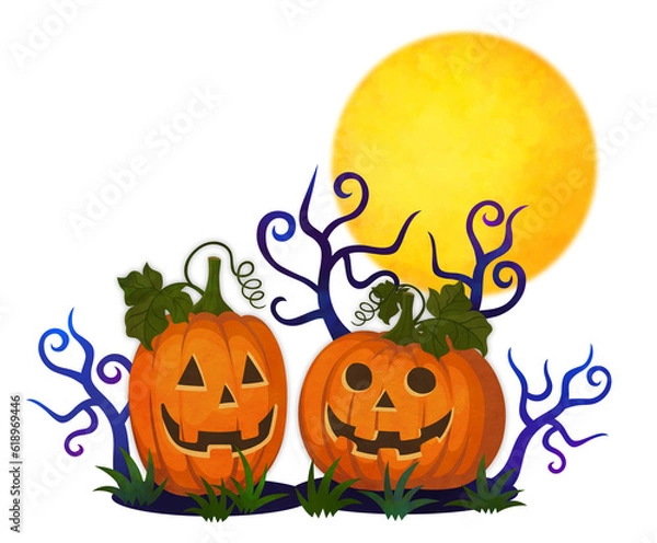 Obraz ハロウィンのかぼちゃと満月
