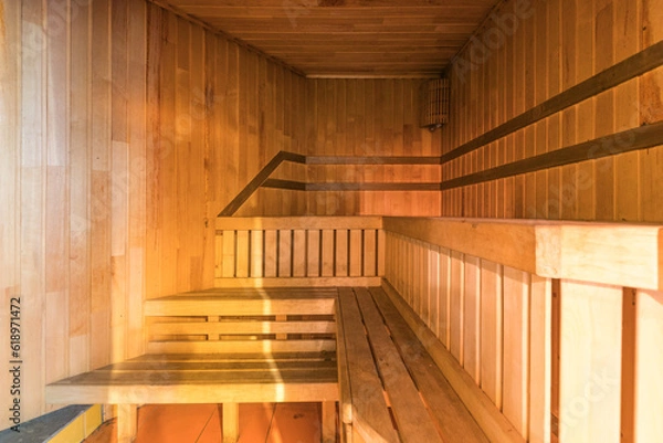 Obraz steam room lined with wood