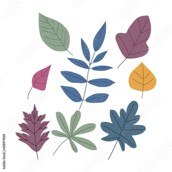 Fototapeta Autumn leaf isolated on white background simple cartoon flat style vector illustration
