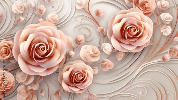 Obraz Floral 3d swirls rose wallpaper