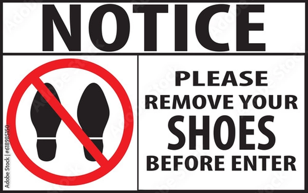 Obraz Please remove your shoes before enter sign vector eps
