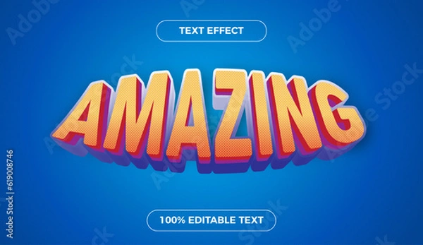 Obraz Stunning 3d text effect editable, blend of orange gradient with dot texture