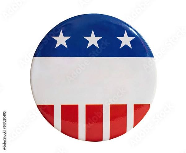Fototapeta Pin with USA flag USA campaign votes, isolated on blank background.