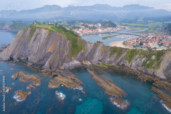 Fototapeta Aerial view of Ribadesella in north Spain