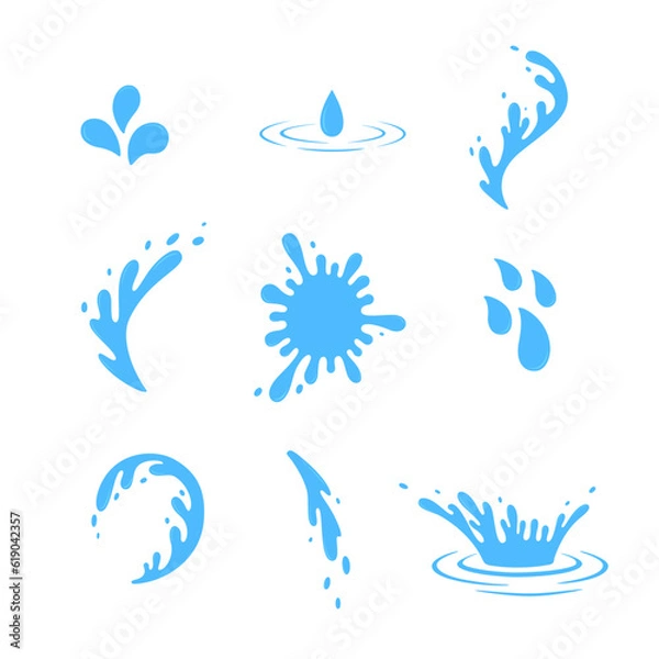 Obraz Water splash, water drops, waves. Vector illustration. 
