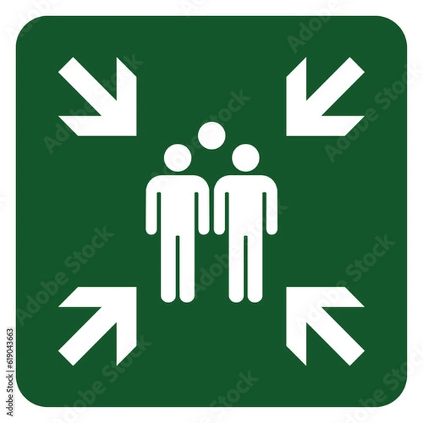 Fototapeta Vector graphic of assembly point sign in case of emergency