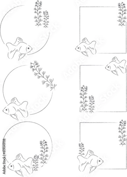 Obraz 金魚のイラストフレームセット